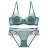 Lingerie Sexy Transfronteiriça para Mulheres, Estilo Fino, Minimiza Seios Grandes, Sutiã Respirável, Push-Up, Renda Confortável, Conjunto de Sutiã Plus Size