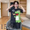 Pijama de Hilo de Seda Helada para Niños de Suegros Verano Infantil Delgado Aire Acondicionado Niños Grandes Manga Corta Ropa de Casa Traje