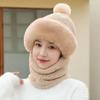 Sombrero con Protección para Orejas de Oso Guantes para Mujer Juego de Tres Piezas Engrosado y Cálido Doble Capa a Prueba de Frío Lindo Sombrero Bufanda Sombrero Todo en Uno