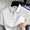 Camiseta de Seda de Manga Corta para Hombre, Nuevo Estilo de Verano, Casual de Negocios, Color Sólido, Tacto de Alta Gama, Delgada y Transpirable, Venta al por Mayor de Camisetas para Hombre