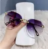 Gafas de Sol Poligonales Transfronterizas para Mujeres con Caras Grandes, Película Marina Douyin, Gafas de Sol sin Montura de Celebridad de Internet, Gafas de Sol sin Montura con Borde Cortado