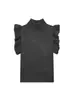 Ropa de Mujer de Venta Caliente para Comercio Exterior de Amazon Transfronterizo: Chaleco de Punto con Cuello Medio Volanteado de Estilo Suave, Disponible en Tres Colores para Superponer