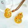 Joyería de Oro Mismo Estilo Antiguo Filigrana Calada Calabaza Colgante Esmalte Rojo y Verde Cadena para Suéter Calabaza Estilo Chino para Mujer