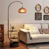 Lámpara de pie vintage para sala de estar con estantes, sofá, mesa de centro, lámpara de pie de pesca para dormitorio, tela retro americana con luz cálida
