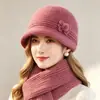 Chapéu de Outono Inverno para Mãe de Meia-Idade e Idosa Chapéu de Lã Grosso com Borla e Veludo Extra para Mulheres Senhora Idosa Chapéu de Tricô Quente para Proteção contra o Frio Vovó