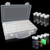 Caja de almacenamiento para taladro de uñas, minicaja a prueba de polvo, para guardar joyas y cuentas, con 64 botellas cuadradas pequeñas, ideal para pintar y pintar.