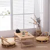 Mesa de Café Pequeña de Ventana Abuhardillada Estilo Japonés, Mesa Tatami, Mesa Baja Simple Inspirada en Zen, Mesa Pequeña de Uso Doméstico para Balcón, Juego de Mesa y Sillas para Casa de Huéspedes