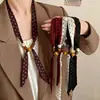 Colar Lenço de Seda Retro com Bolinhas para Mulheres, Acessório de Fita Longa Versátil Estilo Francês, Decoração de Corrente de Pescoço de Alta Qualidade Estilo Coreano