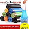 Sacos de Lixo com Cordão para Uso Doméstico, Sacos de Aço Espessos com Fechamento Automático, Sacos Plásticos para Lixo de Cozinha, Grande Capacidade, Pacote Econômico