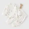 Jq Jingqi Conjunto de Roupa Íntima Bebê Primavera e Outono Calça de Outono de Cintura Alta Protegendo a Barriga Conjunto de Duas Peças de Outono