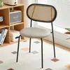 Cadeira de jantar para casa, estilo vintage de luxo leve, popular nas redes sociais, adequada para restaurantes de hospedagem, com encosto de ratã trançado, cadeira de lazer para varandas de hotel