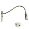 Produção e fornecimento profissional Luminária de cabeceira LED embutida, luminária de mangueira com porta de carregamento USB, cor niquelada