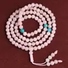 Pulsera de Cristal Rosa Natural con 108 Cuentas, Pulsera de Piedra Rosa Hibisco Multi-Círculo, Diseño Original, Regalo para Novia