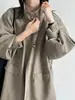 Gabardina de Lujo con Cuello Alto y Cintura Ajustable para Mujer 2026 Otoño Nuevo Estilo Coreano Lyocell Holgado Abrigo 3965