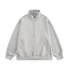 Marca da moda Retro Cor sólida Meio zíper Pullover Sweat Masculino Primavera Solto Casal Casual Top 2025 Novo