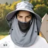 Chapéu de pescador para proteção solar completa ao ar livre com proteção de nuca e protetor facial removíveis, chapéu de pesca masculino com aba larga