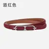 Cinturón Fino Retro Francés para Mujer Piel Genuina Gamuza Mate Decoración Casual Moda Cinturón para Vestido de Mujer