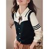 Tricô Gola Polo Estilo Francês para Mulheres no Outono e Inverno Nova Camisa Base Slim com Gravata Borboleta Top de Base Alta