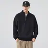 Ropa para Hombre Fengshe / Nueva Camisa Polo de Media Cremallera para Hombre Primavera y Otoño 2026, Top para Hombre de Manga Larga con Cuello Alto, Sudadera Gruesa para Hombre