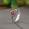Yilu prata S925 prata esterlina sul vermelho vintage prata tailandesa padrão desgastado anel redondo estilo étnico elegante anel aberto