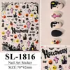 Nuevas pegatinas de Halloween para uñas con cabeza de calabaza, fantasmitas y arañas, estilo europeo y americano, pegatinas planas, pegatinas impermeables para teléfono DIY
