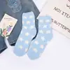 Calcetines de Terciopelo Coral para Otoño e Invierno para Mujer, Calcetines de Media Caña con Dibujo de Estrella de Cinco Puntas, Calcetines Lindo Suave de Peluche, Calcetines Gruesos Cálidos para Dormir