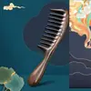 Pente de madeira de ébano natural Tan Mujiang dentes largos dentes largos anti-ondulação eletricidade estática casa senhoras cabelo comprido queda de cabelo masculino
