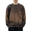 Sudadera Pesada 360g Retro Degradado Lavado Cuello Redondo para Hombre, Otoño Estilo Americano Holgada Casual Moderna Manga Larga