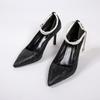 Outono de 2025 Novo Estilo Coreano Salto Fino Sapatos de Pérola Femininos Elegantes Franceses Pé Descalço Contas Temperamento Gentil Salto Alto