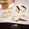 Pendientes Geométricos en Forma de U con Goteo de Aceite Retro de Nicho, Pendientes Minimalistas Cuadrados de Lujo Ligero, Accesorios para Orejas Elegantes y de Moda