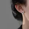 Aretes de Circonita con Números Romanos de Doble Aro para Mujer, Estilo Celebridad de Internet, Aretes Entrelazados con Colgantes Circulares Incrustados de Diamantes