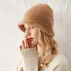 Chapéu 100% caxemira pura outono e inverno espessado tudo-em-um chapéu de tricô à prova de frio quente gorro chapéu de pescador de caxemira