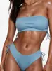 Maiô dividido europeu e americano transfronteiriço feminino sexy cor sólida cordão bandeau biquíni Amazon novo estilo maiô AliExpress