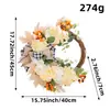 Corona de Flores Artificiales Doradas Cálidas y Suaves para Decoración Colgante de Puerta Principal Americana de Otoño