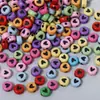 Miçangas de Coração Acrílicas Coloridas Misturadas Acessórios para Joias DIY Miçangas Soltas com Furo Reto Pulseira de Coração Colorida Feita à Mão Miçangas Quadradas