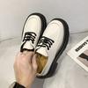 Zapatos Pequeños de Cuero Estilo Colegio Británico para Mujer Otoño e Invierno 2024 Mocasines Zapatos de Cordones con Plataforma de Suela Gruesa Estilo Británico