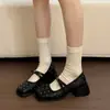 Zapatos Mary Jane poco profundos de camelia estilo francés para mujer, nuevo modelo 2026, inspirados en Chanel, con lazo y remaches, punta cuadrada, tacón grueso