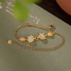 Pulsera de plata de ley S925 bañada en oro con jaspe hetiano natural y personalidad retro de zorro, elegante pulsera para mujer