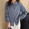 Venta Directa de Fábrica Camisa Rayada para Mujer, Manga Larga, Nuevo Estilo Primavera 2026, Top Casual Holgado, Camisa de Algodón Puro de Diseñador