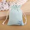 Bolsa de almacenamiento de lino al por mayor con logo imprimible, bolsa con cordón, decoración, bolsa para joyas, bolsa de juego, bolsa de tela pequeña