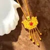 Tienda de Oro Mismo Estilo Colgante Chapado en Oro con Flor de Rubí Borla de Hilo Cadena para Suéter para Mujer, Nueva Joyería con Forma de Candado Estilo Palacio