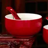 Taza de Té Boca Cambiante Juego de Boda Par de Tazones y Palillos Rojos Tazón de la Felicidad Juego de Té de Dote Suministros para Boda Copas para Brindis Colección