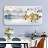 Colgante de pared para influencers decoración horizontal de lujo ligero pintura de porcelana de cristal reloj sala de estar reloj moderno reloj de pared para el hogar pintura decorativa hogar