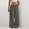 Amazon Transfronterizo Pantalones Casuales de Pierna Ancha Sueltos y Fluidos de Color Sólido con Cordón Estilo Europeo y Americano para Mujer Pantalones Largos