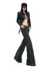 YECHUAN # Calça jeans boca de sino estilo retrô americano para mulheres, cintura baixa, modelagem solta e que afina, perfeita para o outono, com um caimento que valoriza o corpo e não gruda.
