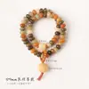 Pulsera de Cuentas de Bodhi de Doble Círculo Hecha a Mano de Dunhuang para Mujer, Joyería de Cuentas Budistas, Cuentas de Bodhi y Loto Weathered, Mayoreo