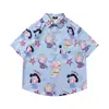 Camisetas de Manga Corta Divertidas con Dibujos Animados y Graffiti Estilo Hong Kong Veranieño para Hombres y Mujeres Estilo Dopamina Sueltas Dulces Florales Camisas Modernas