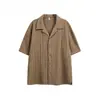 Camisa Blanca Calada de Manga Corta para Hombre, Estilo Retro Americano de Verano, Sensación Fresca de Seda de Hielo, Camisa de Cuello Cubano, Corte Limpio de Media Manga