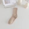 Meias de pelo branco, meias femininas de cano médio, primavera e verão, poliéster e algodão, mocassins da moda para primavera e outono, meias esportivas pretas de estilo japonês