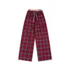 Pantalones casuales de cuadros rectos de pierna ancha sueltos de doble cintura estilo retro americano, nuevos pantalones largos versátiles de primavera-verano, modernos, para hombres y mujeres